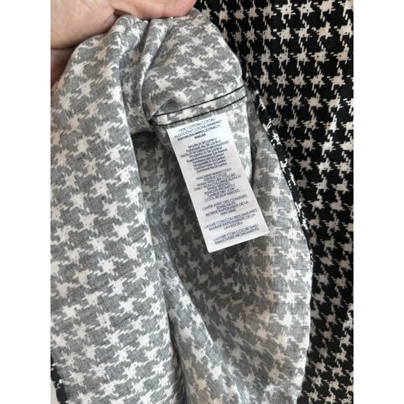 CHAPS No-Iron Button Down Black‎ White Houndstooth Contrast Cuffs Top Size 2X - Picture 8 of 10